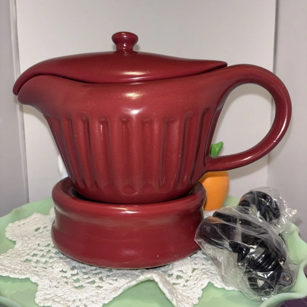 Prime Cuisine‎ 15 oz Electric Gravy Boat Warmer Maroon Brand New in Box